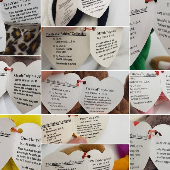 Ty Beanie Baby Lot 11 Patti Claude Quackers Teddy Waddle Erin Seaweed - Picture 2 of 15